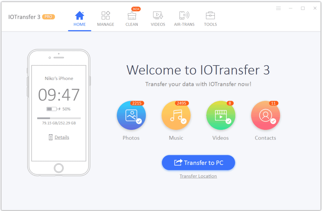 IOTransfer - An Excellent iPhone Manager for Your iOS Files 2 IoTransfer interface